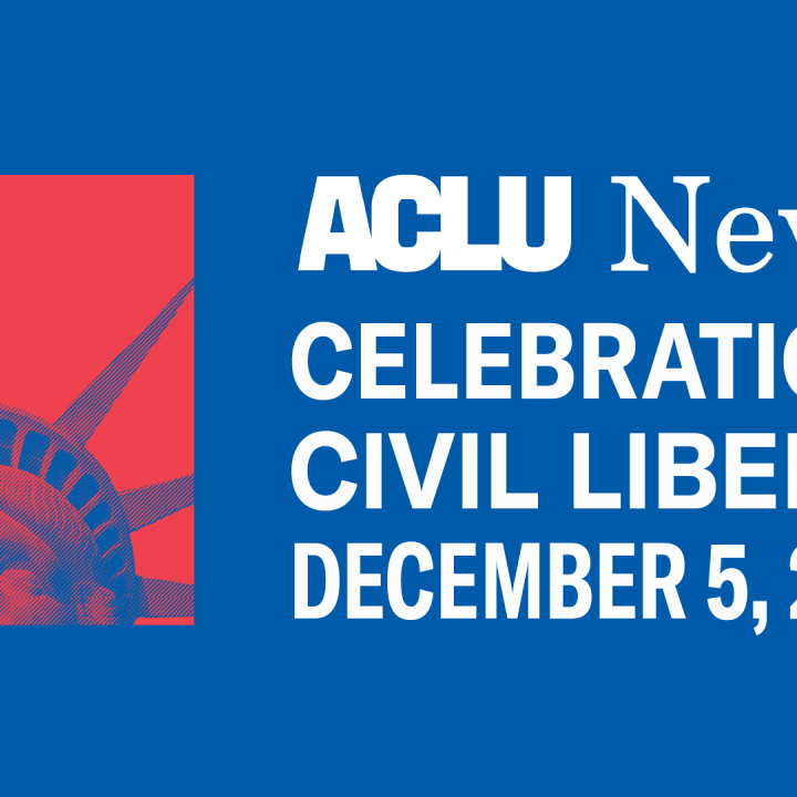 Graphic includes an image of the Statue of Liberty and thoe words "ACLU Nevada Celebration of Civil Liberties December 5, 2020"
